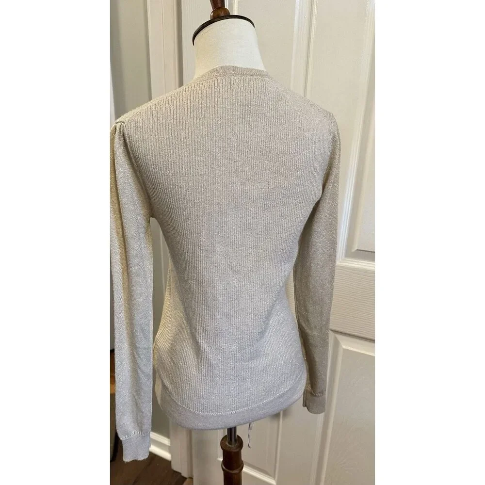 Brooks Brothers Red Fleece Wool Thin Sweater Sparkly Gold Small - Picture 6 of 6